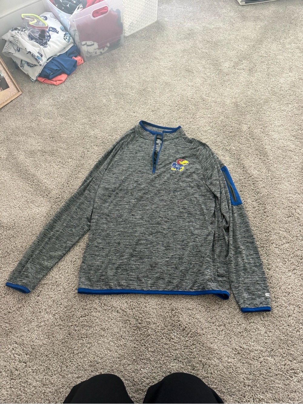 University of Kansas Jayhawks Gray Heather Long Sleeve Pullover